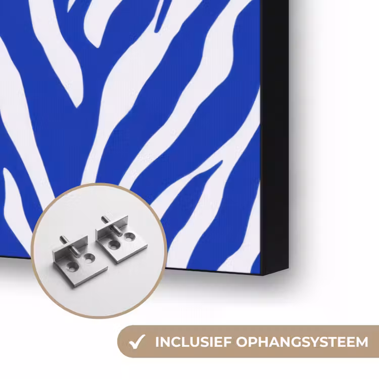 Zebra - Patroon - Kobalt - Blauw Textielframe zwart klein 947 -USP_ophangsysteemNL