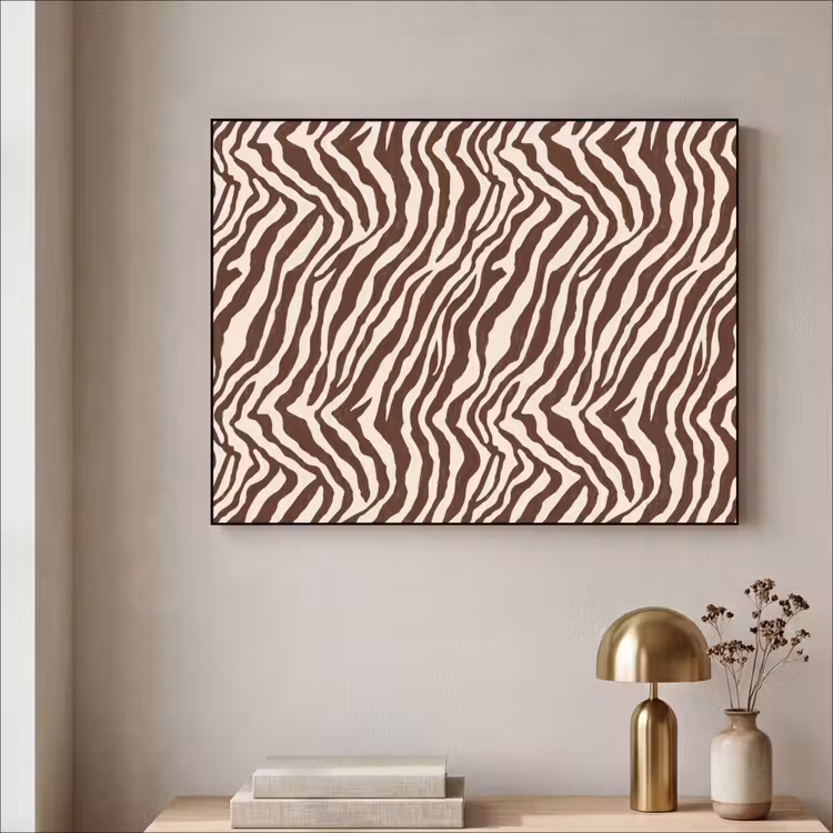 Zebra - Patroon - Zwart - Wit Textielframe zwart klein 947 -sfeer2