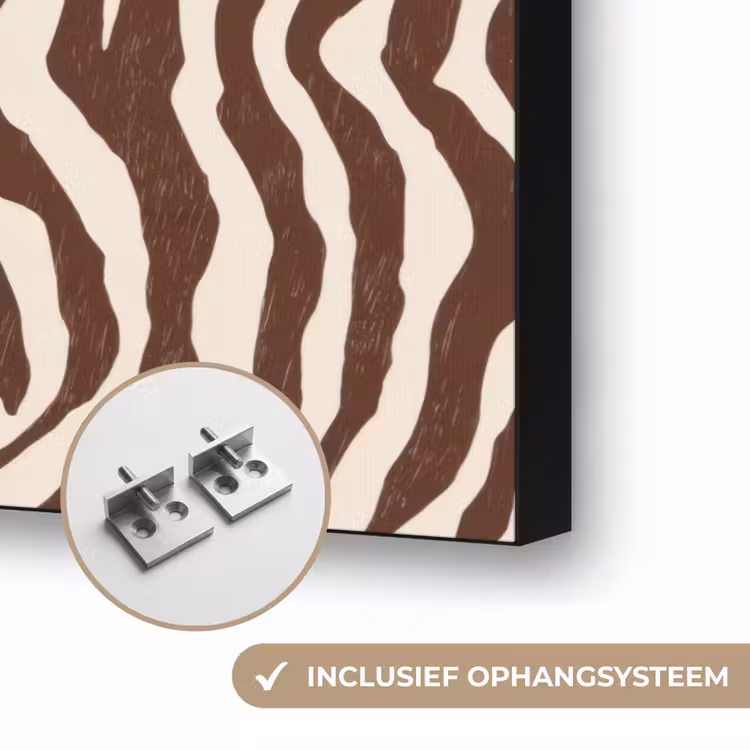 Zebra - Patroon - Zwart - Wit Textielframe zwart klein 947 -USP_ophangsysteemNL