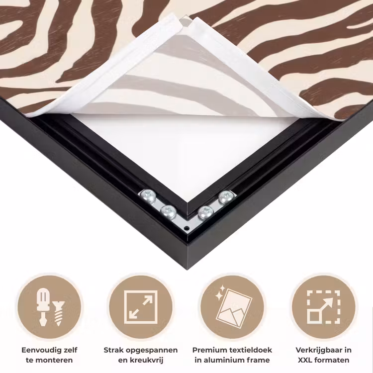 Zebra - Patroon - Zwart - Wit Textielframe zwart klein 947 -USP_feed_closeupNL