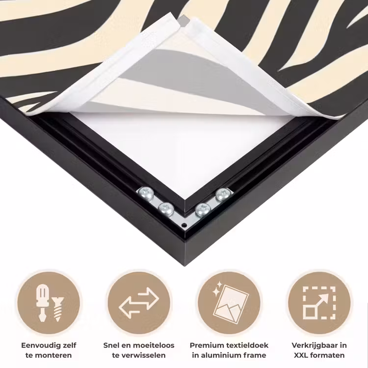 Zebra - Print - Klassiek - Zwart Textielframe zwart klein 947 -USP_closeupNL