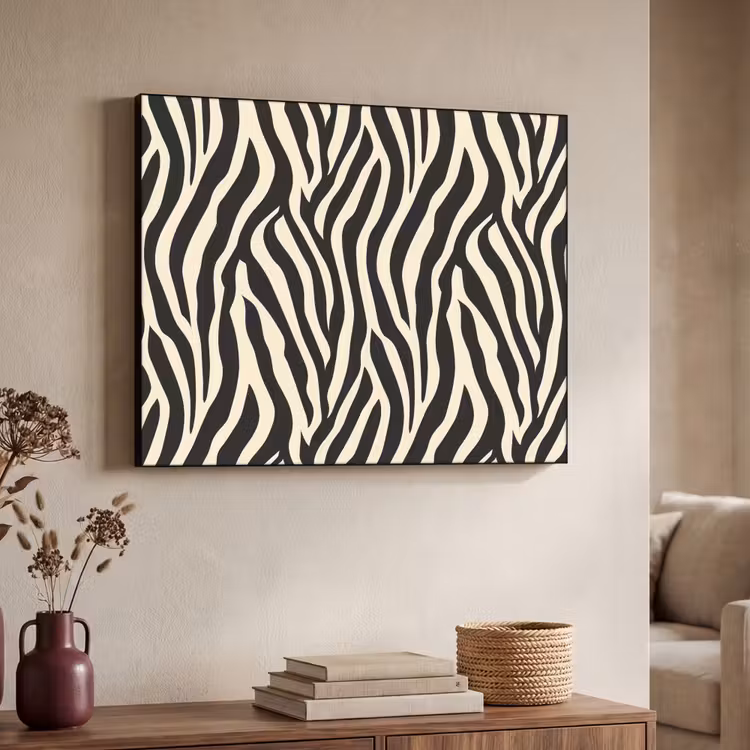 Zebra - Print - Klassiek - Zwart Textielframe zwart klein 947 -sfeer3