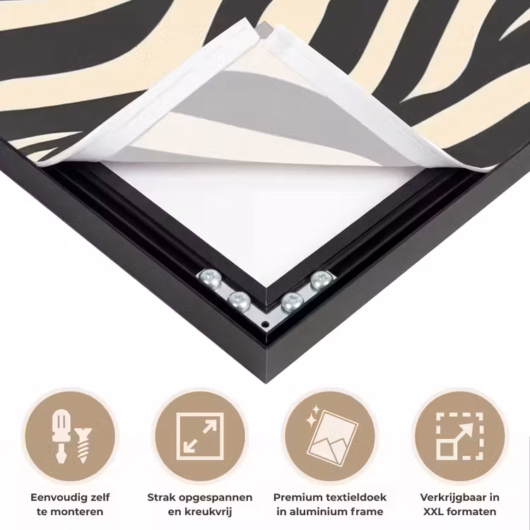 Zebra - Print - Klassiek - Zwart Textielframe zwart klein 947 -USP_feed_closeupNL