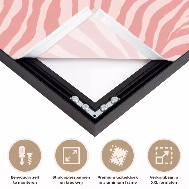 Zebra - Print - Roze Textielframe zwart klein 947 -USP_feed_closeupNL