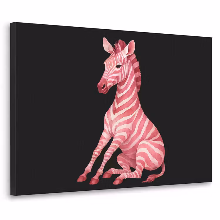 Zebra - Roze - Gestreept Textielframe - compleet frame klein -3d