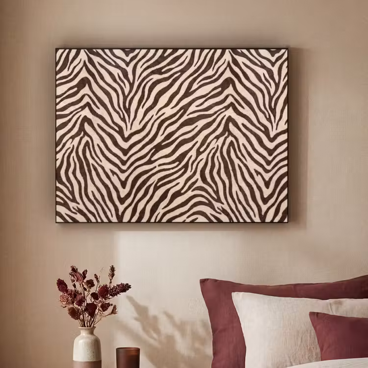 Zebra - Strepen - Bruin Textielframe zwart klein -sfeer1