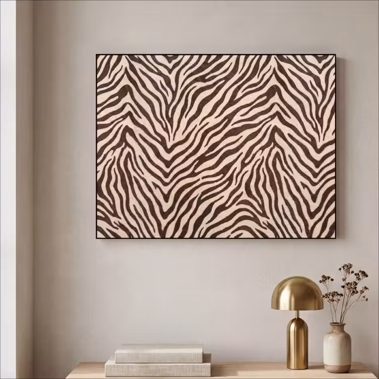 Zebra - Strepen - Bruin Textielframe zwart klein -sfeer2
