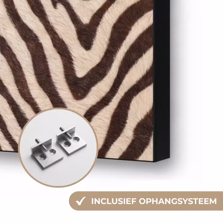 Zebra - Strepen - Bruin Textielframe zwart klein -USP_ophangsysteemNL