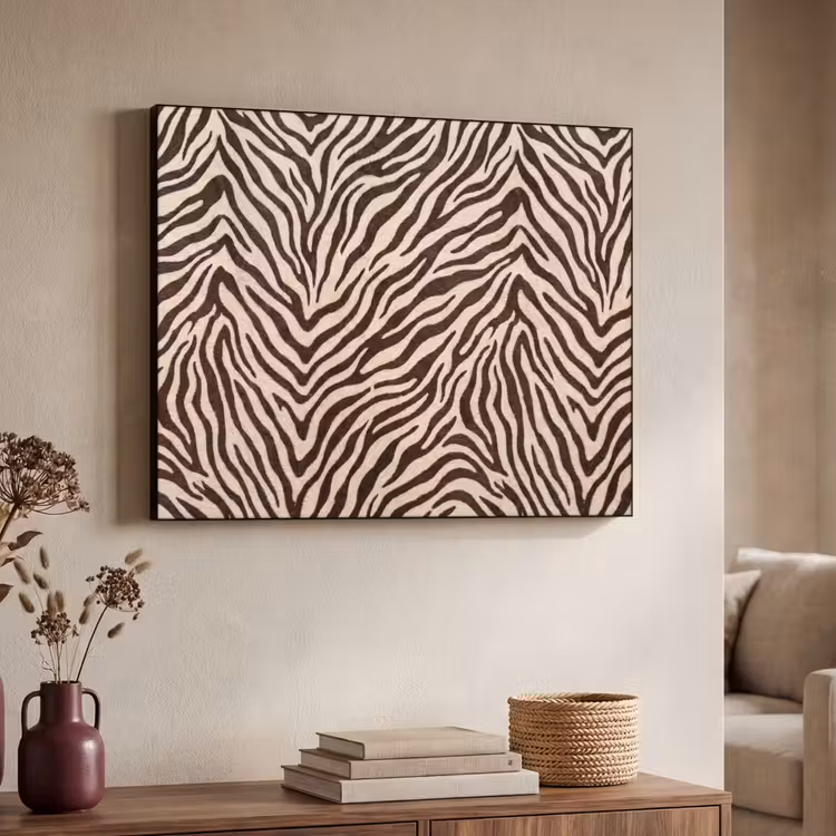 Zebra - Strepen - Bruin Textielframe zwart klein -sfeer3