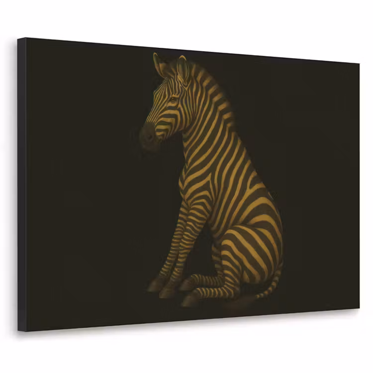 Zebra - Strepen - Goud Textielframe - compleet frame klein -3d