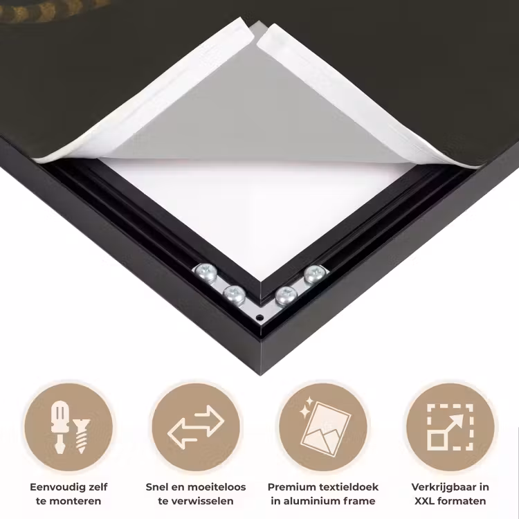 Zebra - Strepen - Goud Textielframe zwart klein -USP_closeupNL