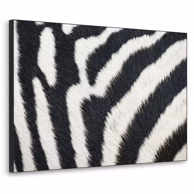 Zebra - Vacht - Klassiek - Zwart - Wit Textielframe zwart klein -3d