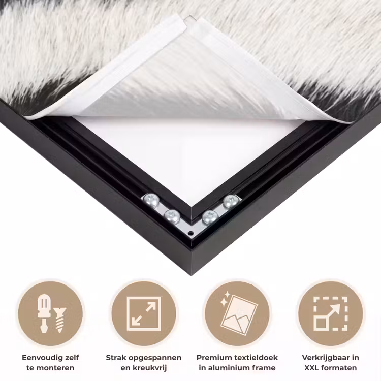 Zebra - Vacht - Klassiek - Zwart - Wit Textielframe zwart klein -USP_feed_closeupNL