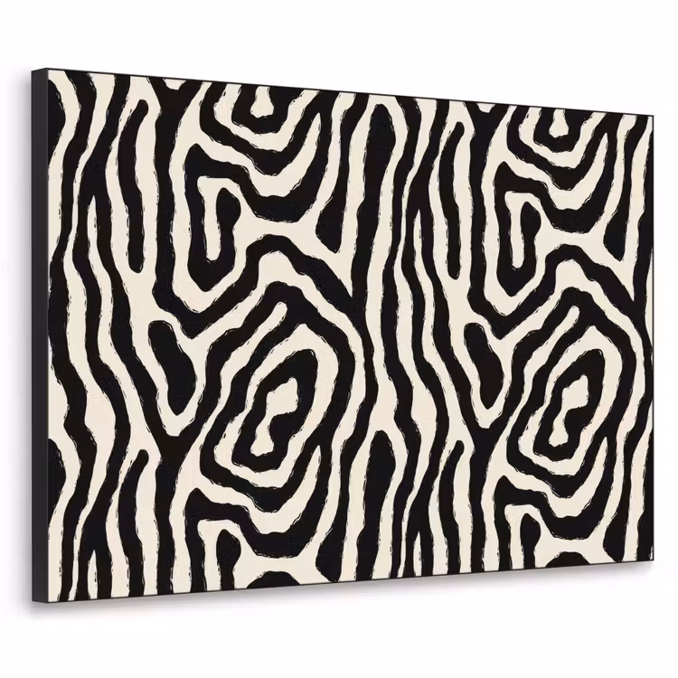 Zebra - Zwart - Abstract Textielframe zwart klein 947 -3d