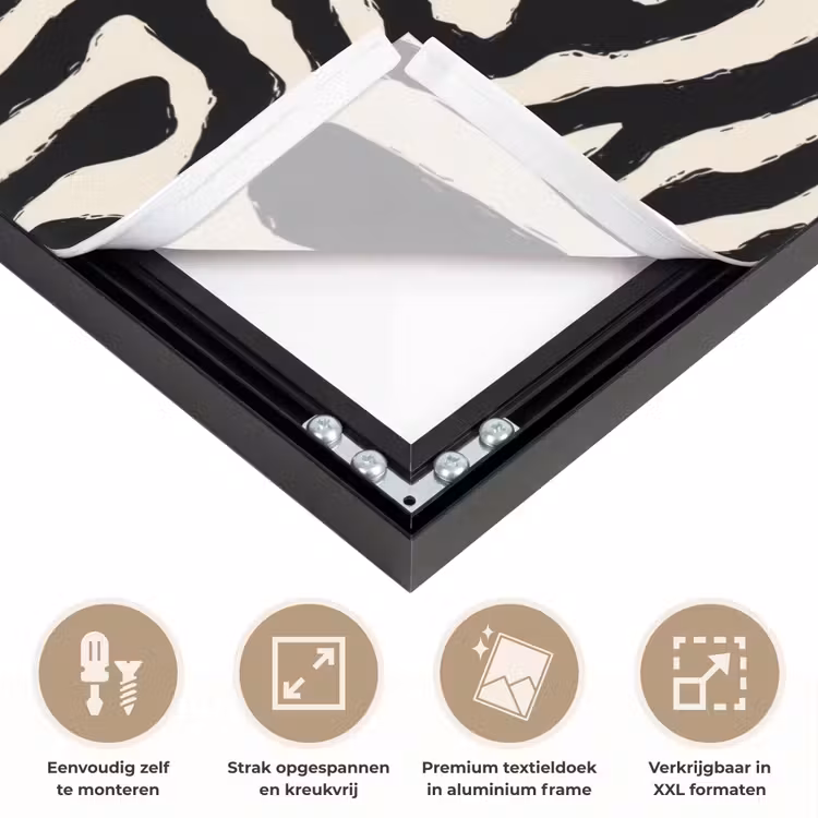 Zebra - Zwart - Abstract Textielframe zwart klein 947 -USP_feed_closeupNL
