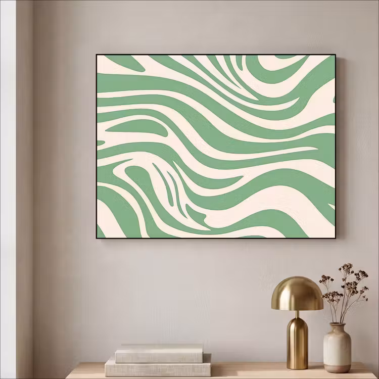 Zebrapatroon - Groen - Retro Textielframe zwart klein -sfeer2