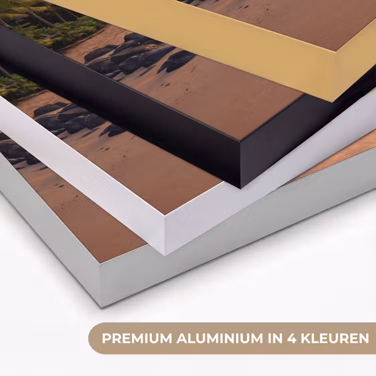 Zee - Berg - Landschap - Tropisch - Goud Textielframe zwart klein -USP_kleurenNL