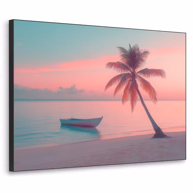 Zee - Boot - Zonsondergang Textielframe zwart klein -3d