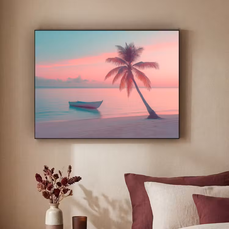 Zee - Boot - Zonsondergang Textielframe - compleet frame klein -sfeer1