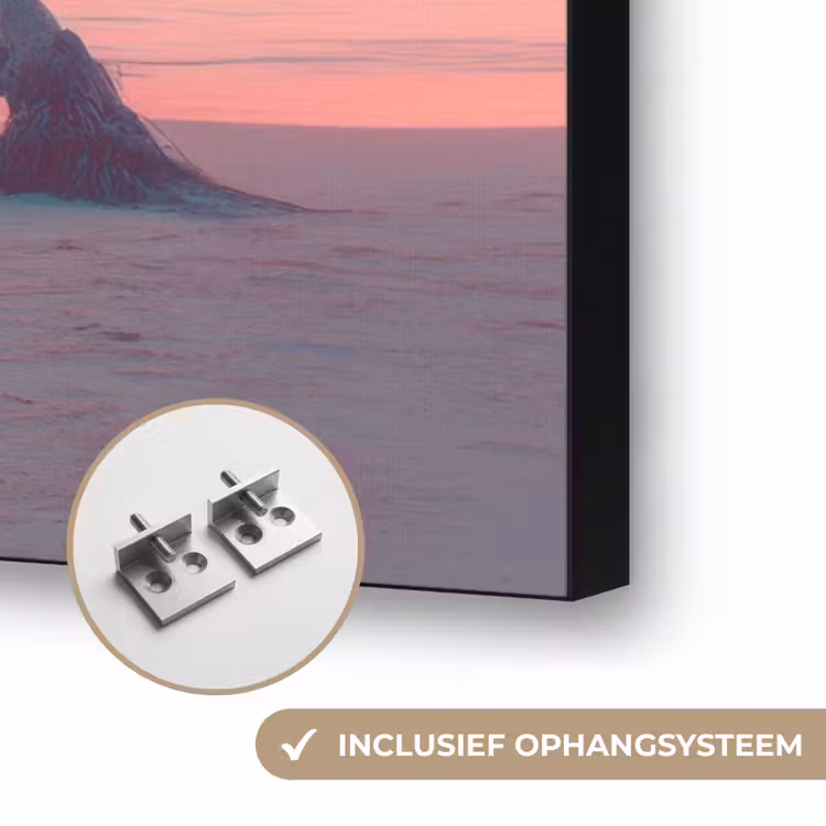 Zee - Boot - Zonsondergang Textielframe zwart klein -USP_ophangsysteemNL