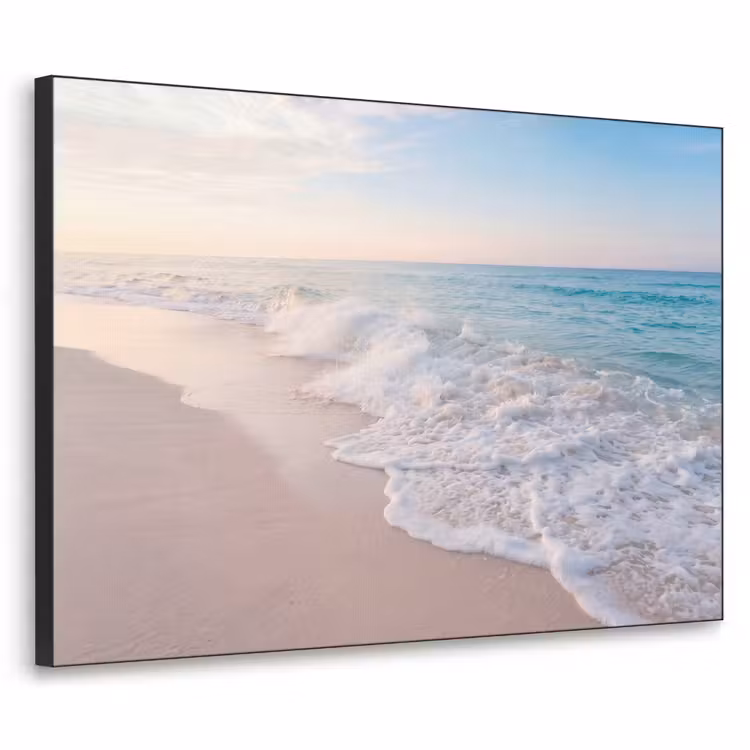 Zee - Golven - Strand - Natuur - Wit Textielframe zwart klein -3d