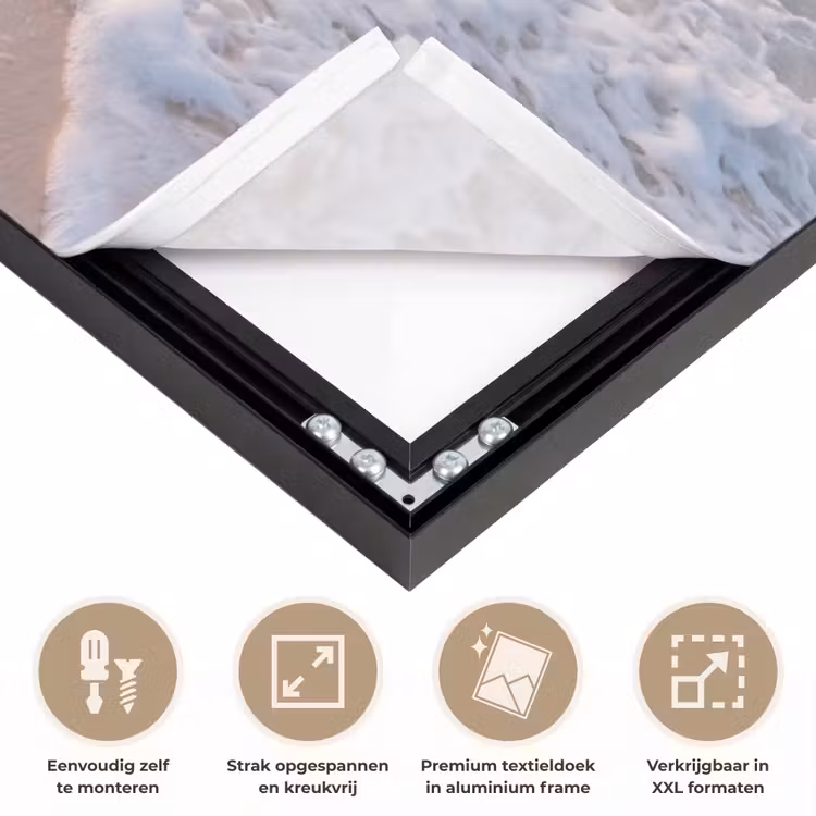 Zee - Golven - Strand - Natuur - Wit Textielframe zwart klein -USP_feed_closeupNL