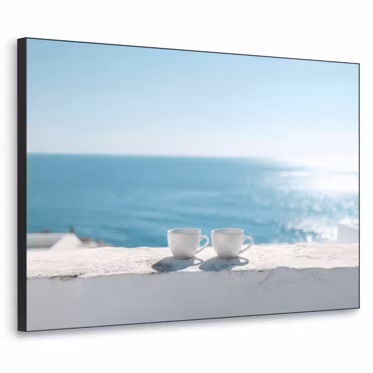 Zee - Koffiekopjes - Zomers Textielframe zwart klein -3d