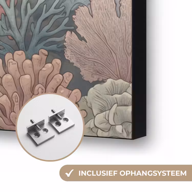 Zee - Koraal - Vis - Natuur - Kleurrijk Textielframe zwart klein -USP_ophangsysteemNL
