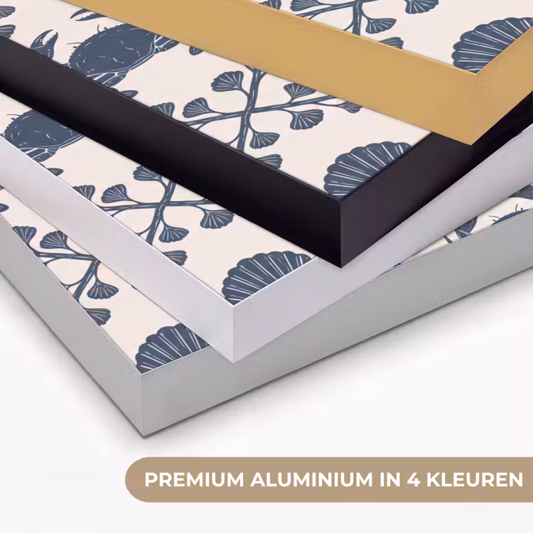 Zee - Krab - Zeester - Patroon - Blauw Textielframe zwart klein -USP_kleurenNL