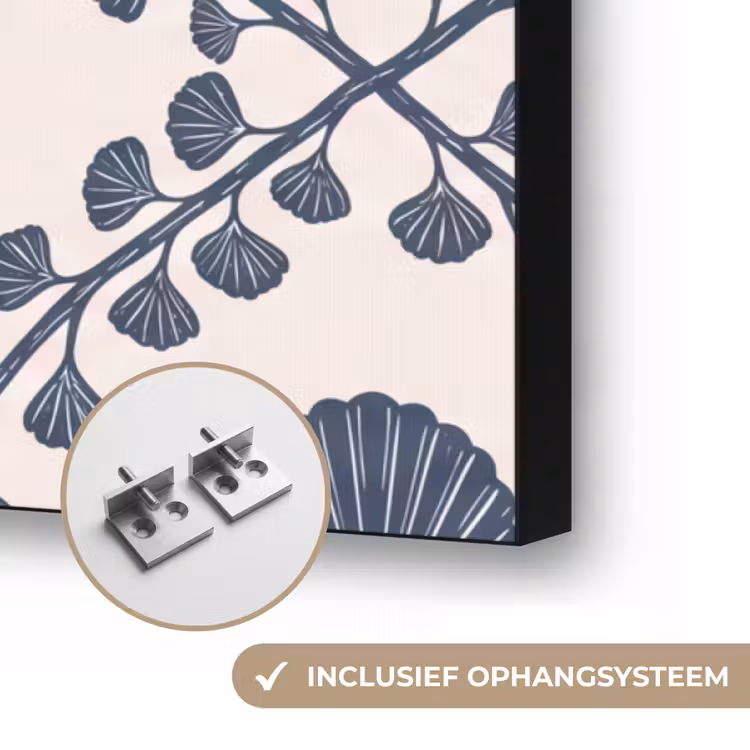Zee - Krab - Zeester - Patroon - Blauw Textielframe zwart klein -USP_ophangsysteemNL