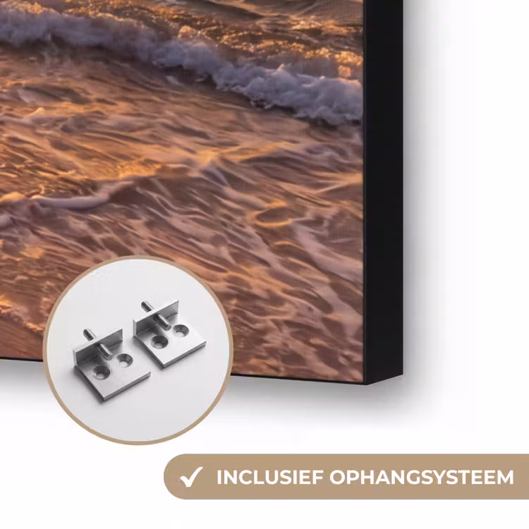 Zee - Kust - Zonsondergang - Natuur - Oranje Textielframe zwart klein -USP_ophangsysteemNL