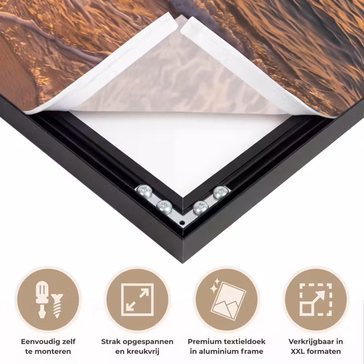 Zee - Kust - Zonsondergang - Natuur - Oranje Textielframe zwart klein -USP_feed_closeupNL