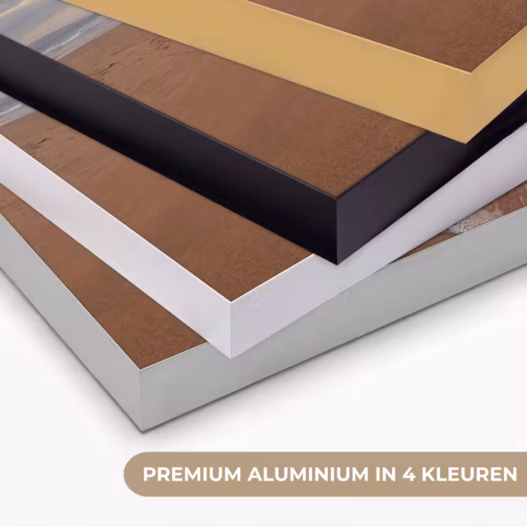 Zee - Kustlijn - Wolken - Landschap - Oranje Textielframe zwart klein -USP_kleurenNL