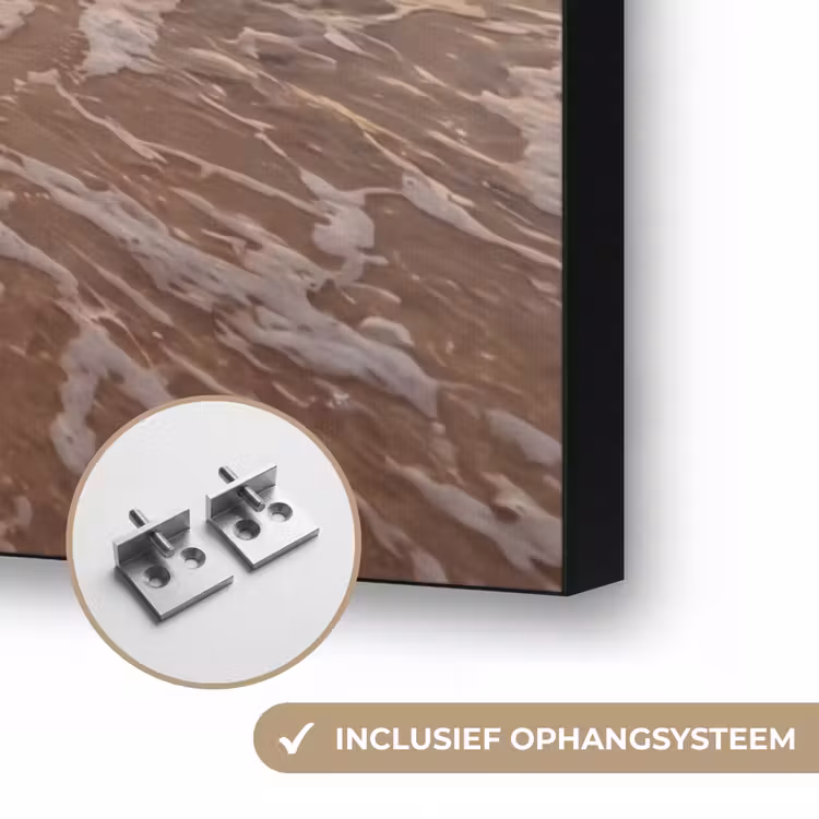 Zee - Kustlijn - Wolken - Landschap - Oranje Textielframe zwart klein -USP_ophangsysteemNL