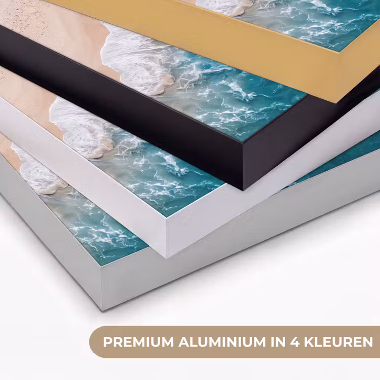 Zee - Strand - Golven - Natuur - Blauw Textielframe zwart klein -USP_kleurenNL