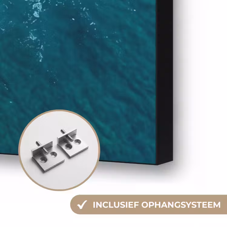 Zee - Strand - Golven - Natuur - Blauw Textielframe zwart klein -USP_ophangsysteemNL