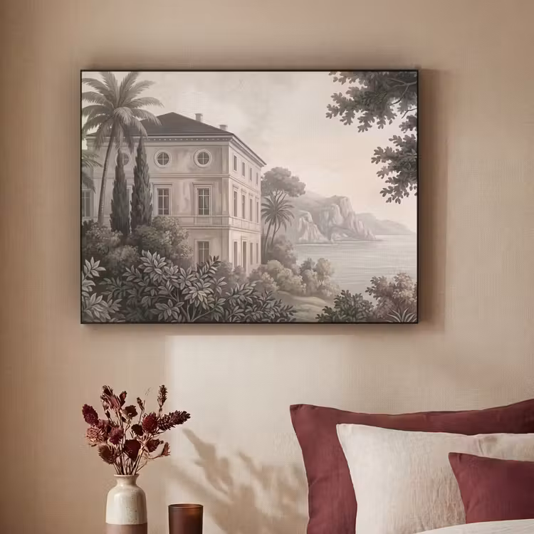 Zee - Villa - Beige Textielframe zwart klein -sfeer1