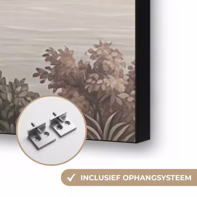 Zee - Villa - Beige Textielframe zwart klein -USP_ophangsysteemNL