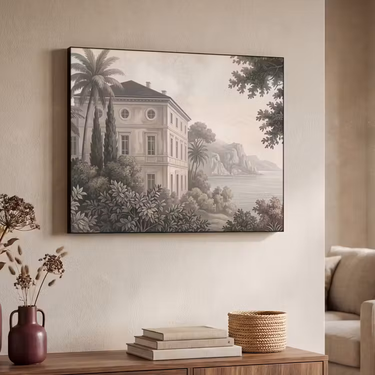 Zee - Villa - Beige Textielframe zwart klein -sfeer3