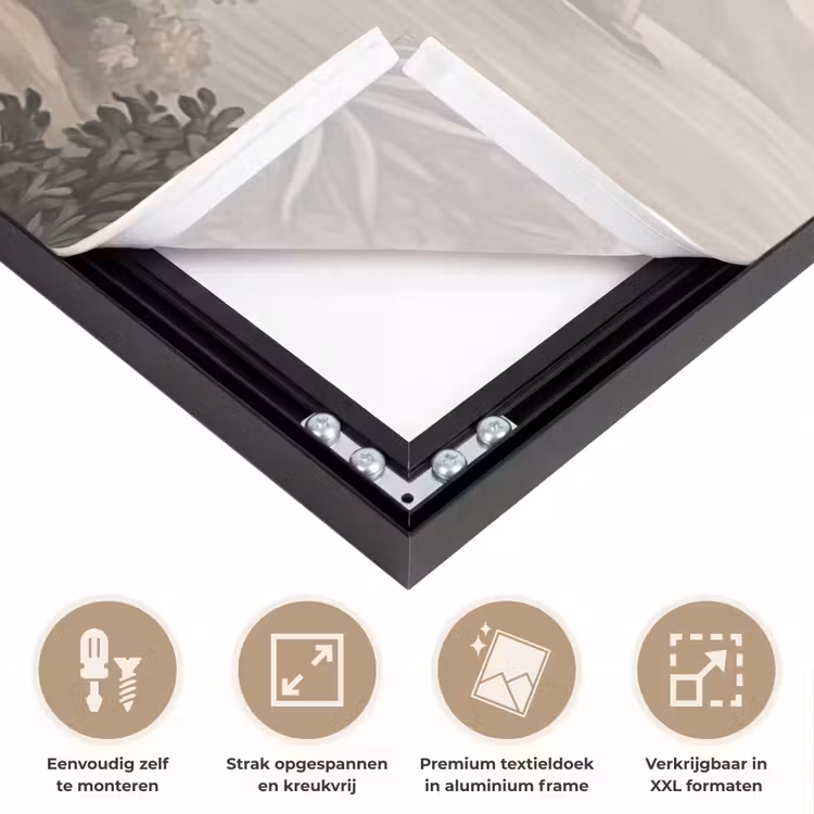 Zee - Villa - Beige Textielframe zwart klein -USP_feed_closeupNL