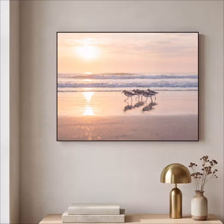 Zee - Vogels - Strand Textielframe zwart klein -sfeer2