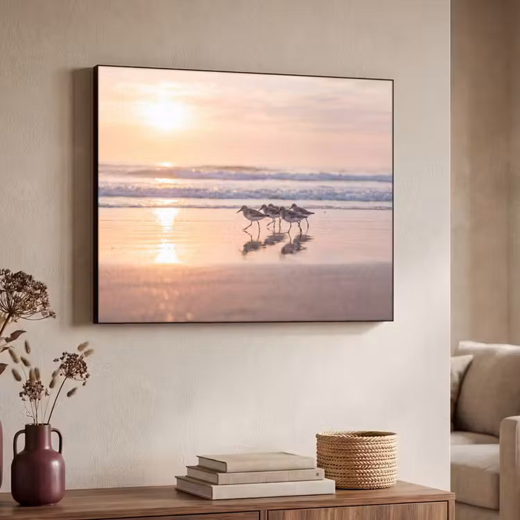 Zee - Vogels - Strand Textielframe zwart klein -sfeer3