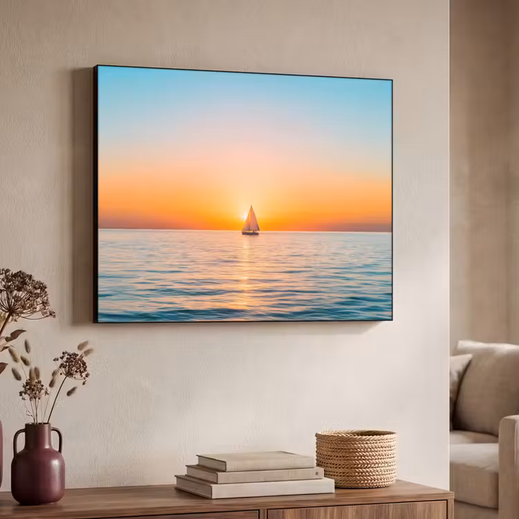 Zee - Zeilboot - Zonsondergang Textielframe - compleet frame klein -sfeer3
