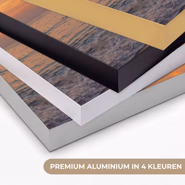Zee - Zonsondergang - Boot - Natuur - Oranje Textielframe zwart klein -USP_kleurenNL