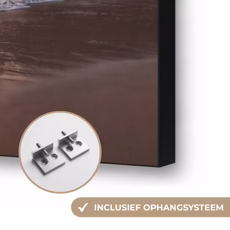 Zee - Zonsondergang - Boot - Natuur - Oranje Textielframe zwart klein -USP_ophangsysteemNL