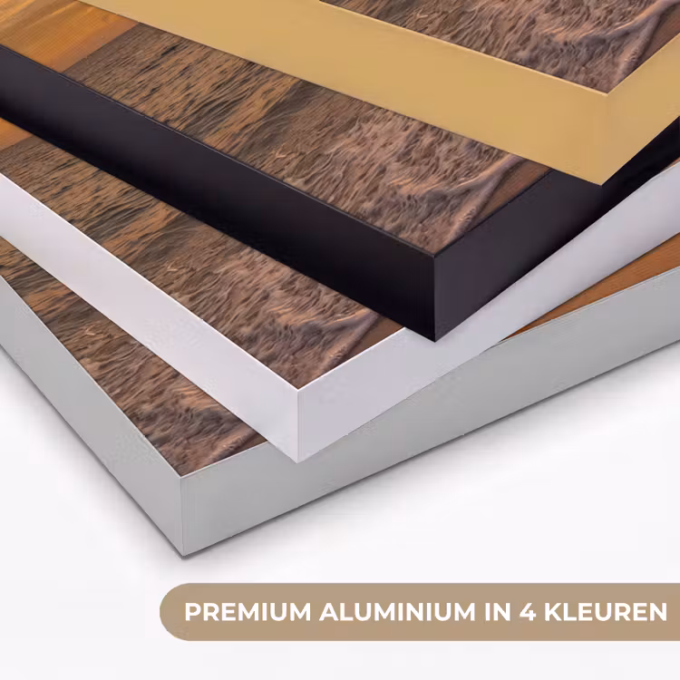 Zee - Zonsondergang - Golven - Kust - Oranje Textielframe zwart klein -USP_kleurenNL