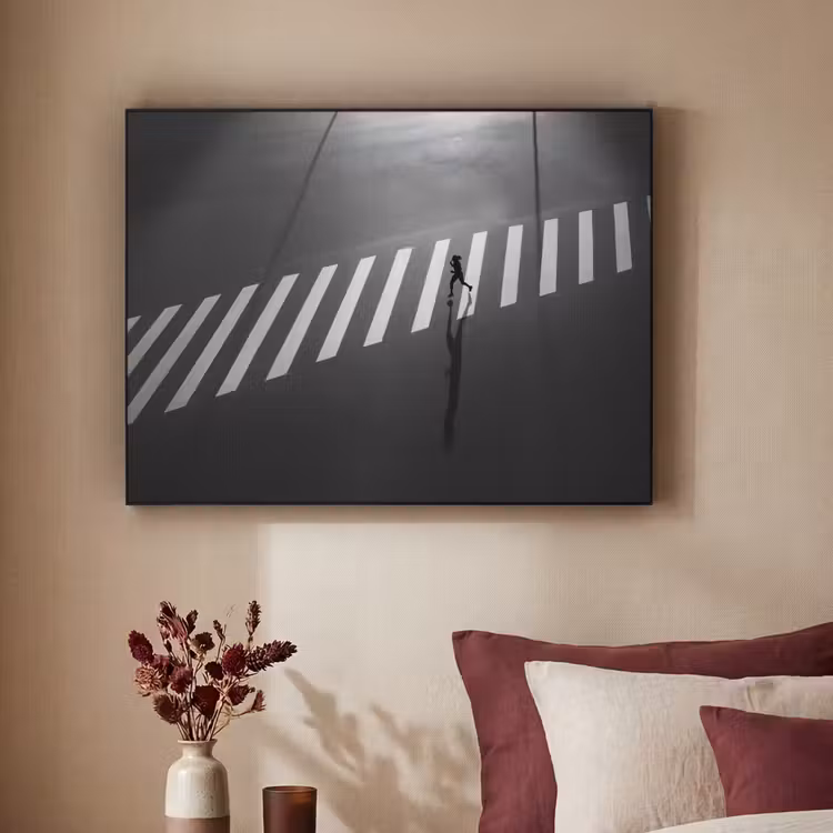 Zeebrapad - Hardloper - Zwart - Wit Textielframe zwart klein -sfeer1
