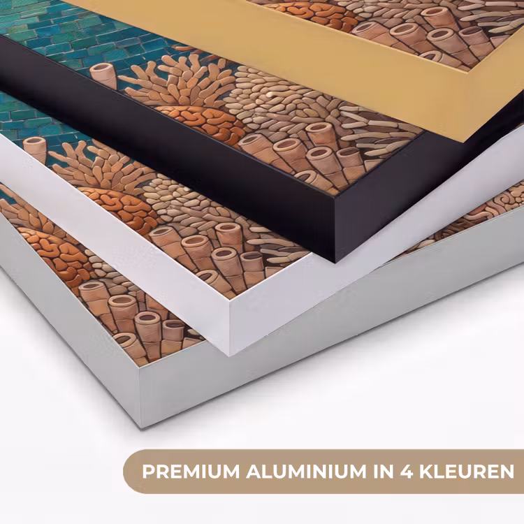 Zeehond - Mozaïek - Onderwater - Dieren - Blauw Textielframe zwart klein -USP_kleurenNL