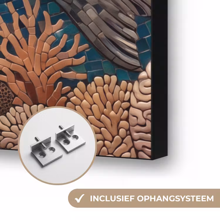 Zeehond - Mozaïek - Onderwater - Dieren - Blauw Textielframe zwart klein -USP_ophangsysteemNL