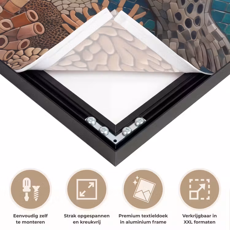Zeehond - Mozaïek - Onderwater - Dieren - Blauw Textielframe zwart klein -USP_feed_closeupNL